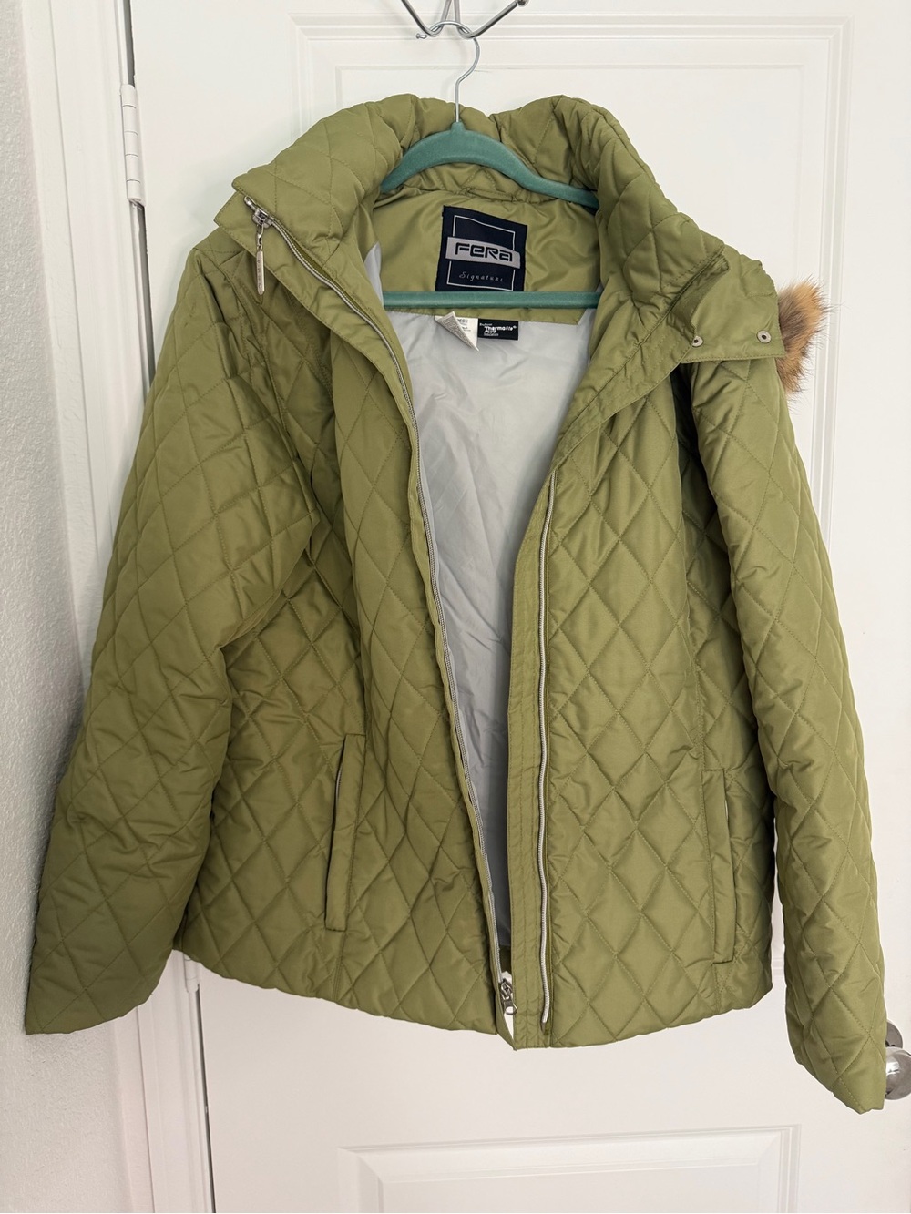 FERA Olive Quilted Puffer Jacket with Hood